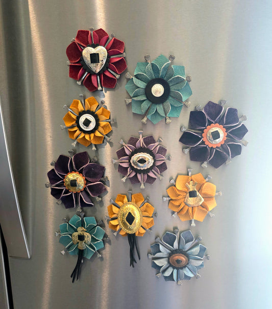 Leather Flower Magnet