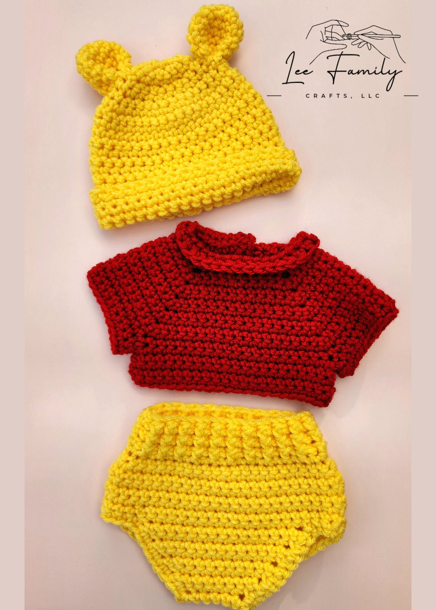 Hand-Crocheted Winnie the Pooh Inspired Baby Outfit: Newborn Photo Prop