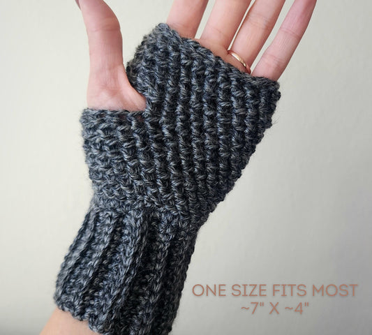 Handmade Crochet Fingerless Gloves: Ribbed Acrylic Arm Warmers