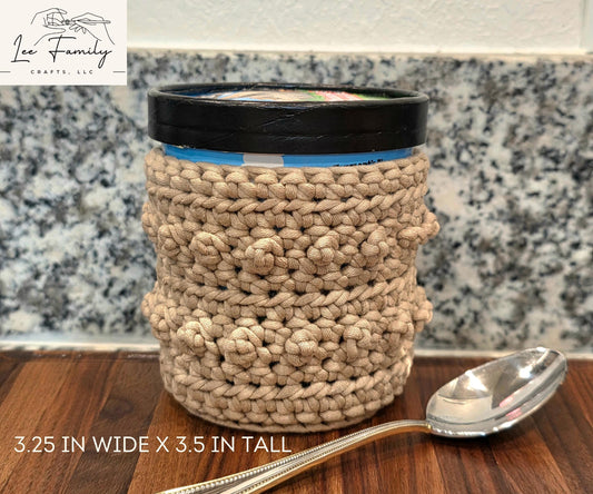 Hand-Crocheted Pint Ice Cream Cozy: Cotton-Nylon Blend Ramen Cozy