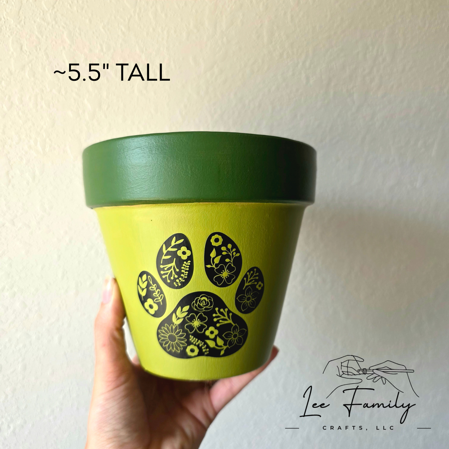 Mixed Media Terracotta Planter Pot: Paw Print