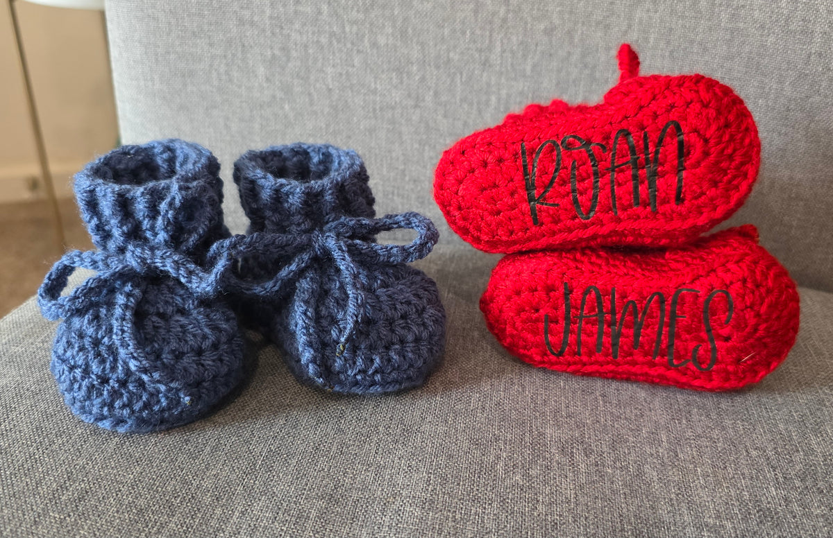 Baby Booties with Custom Lettering
