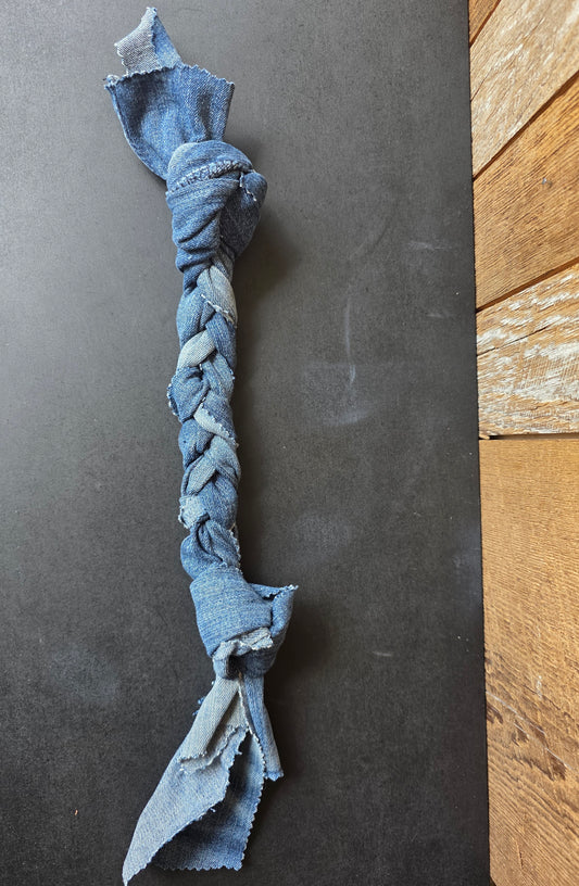 Braided Upcycled Denim Dog Toy - Durable Tug & Chew Toy