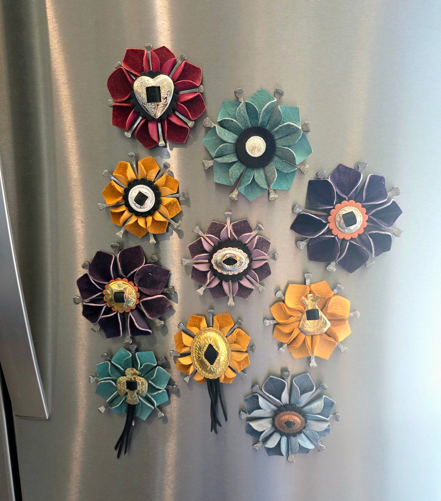 Leather Flower Magnet