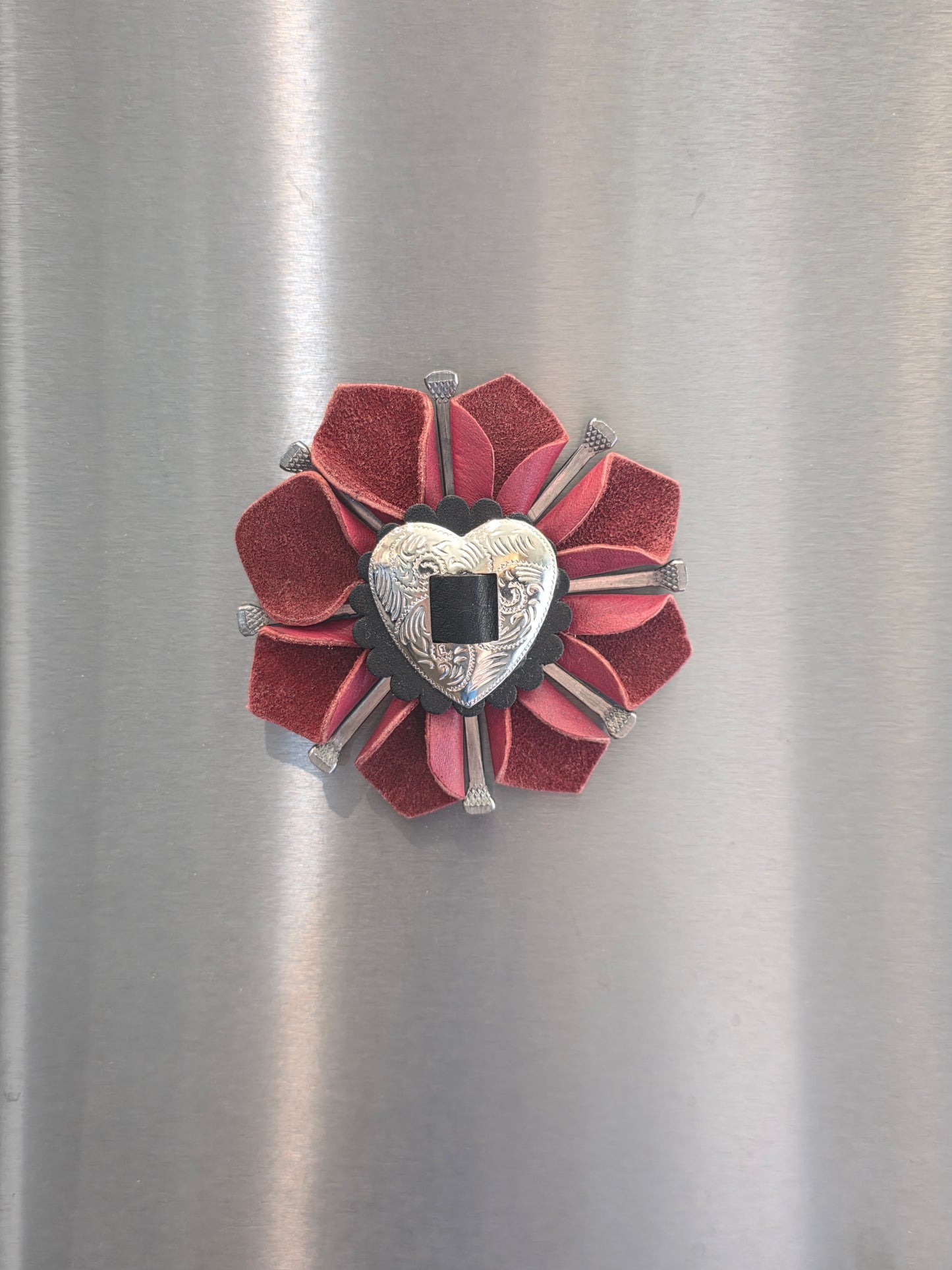 Leather Flower Magnet