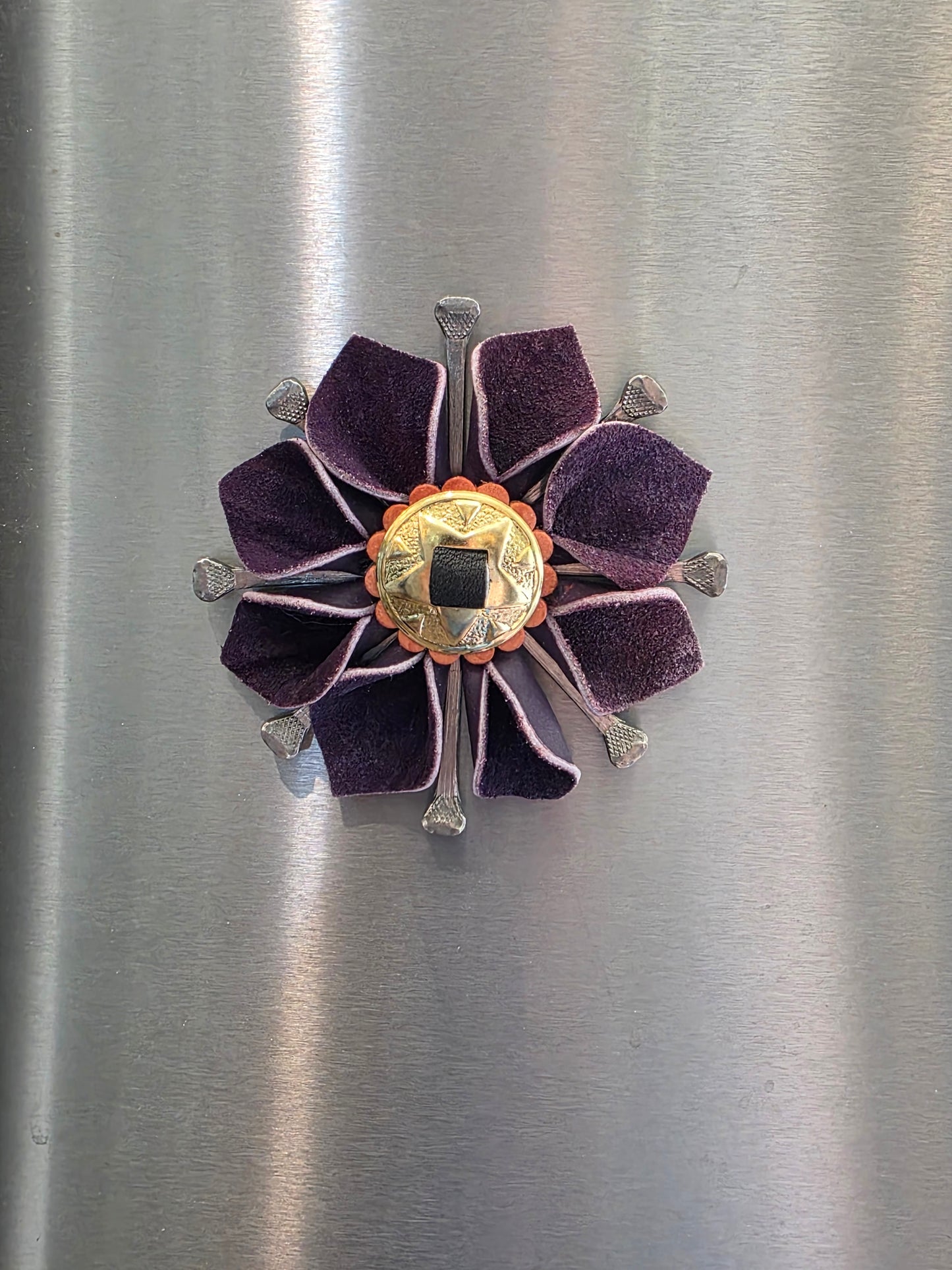 Leather Flower Magnet
