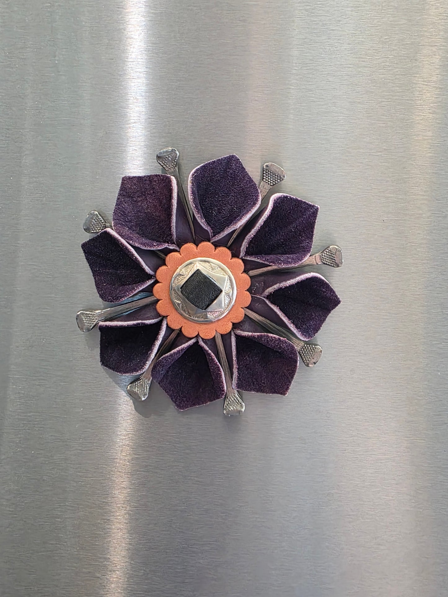 Leather Flower Magnet