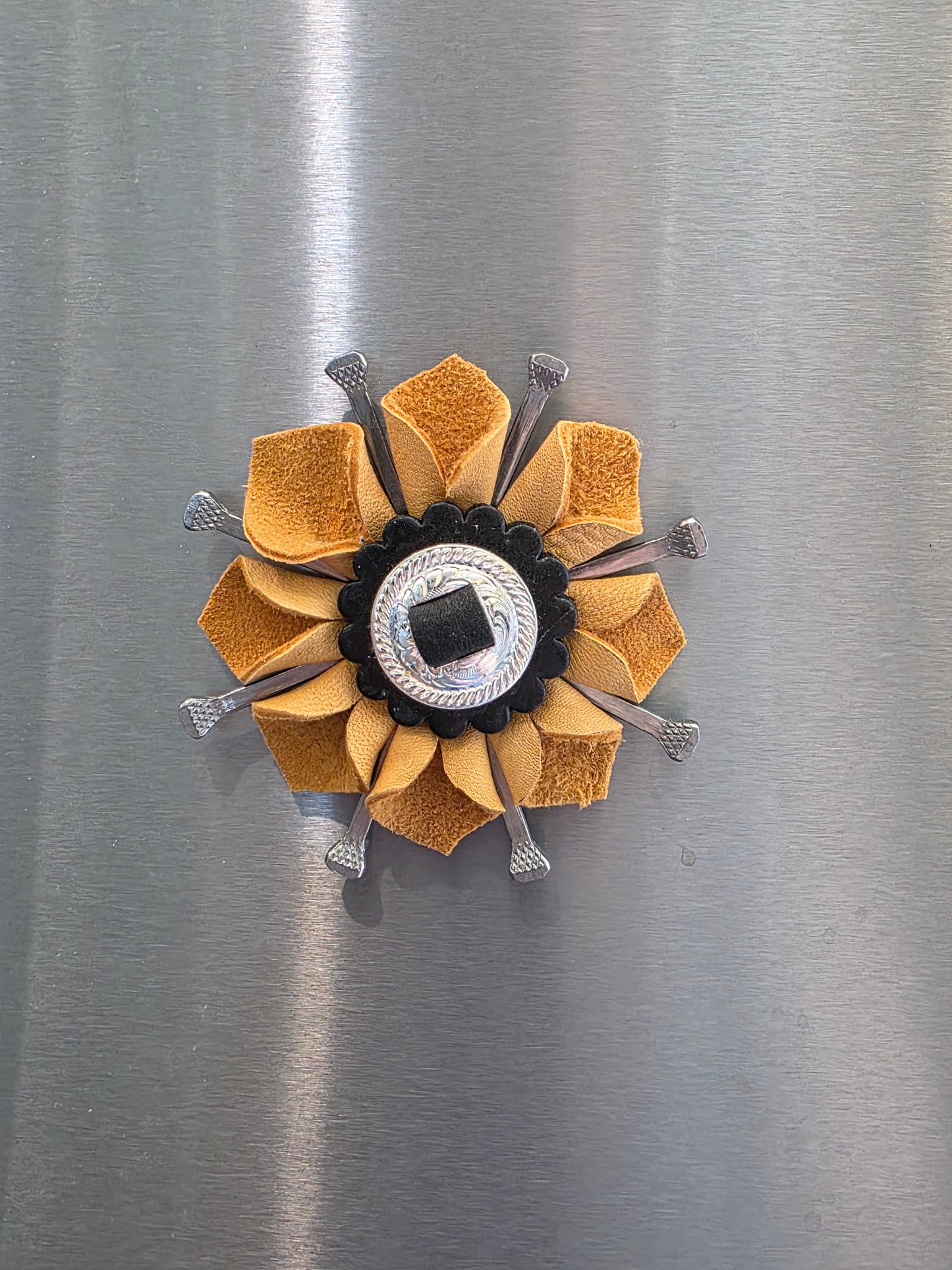 Leather Flower Magnet