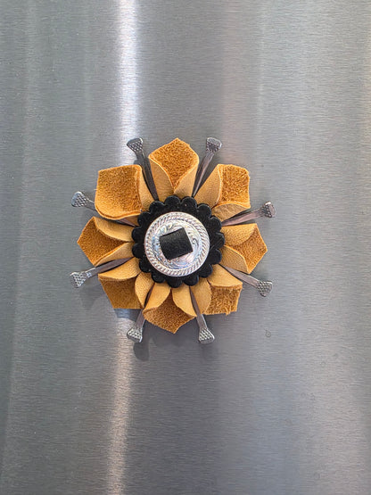 Leather Flower Magnet
