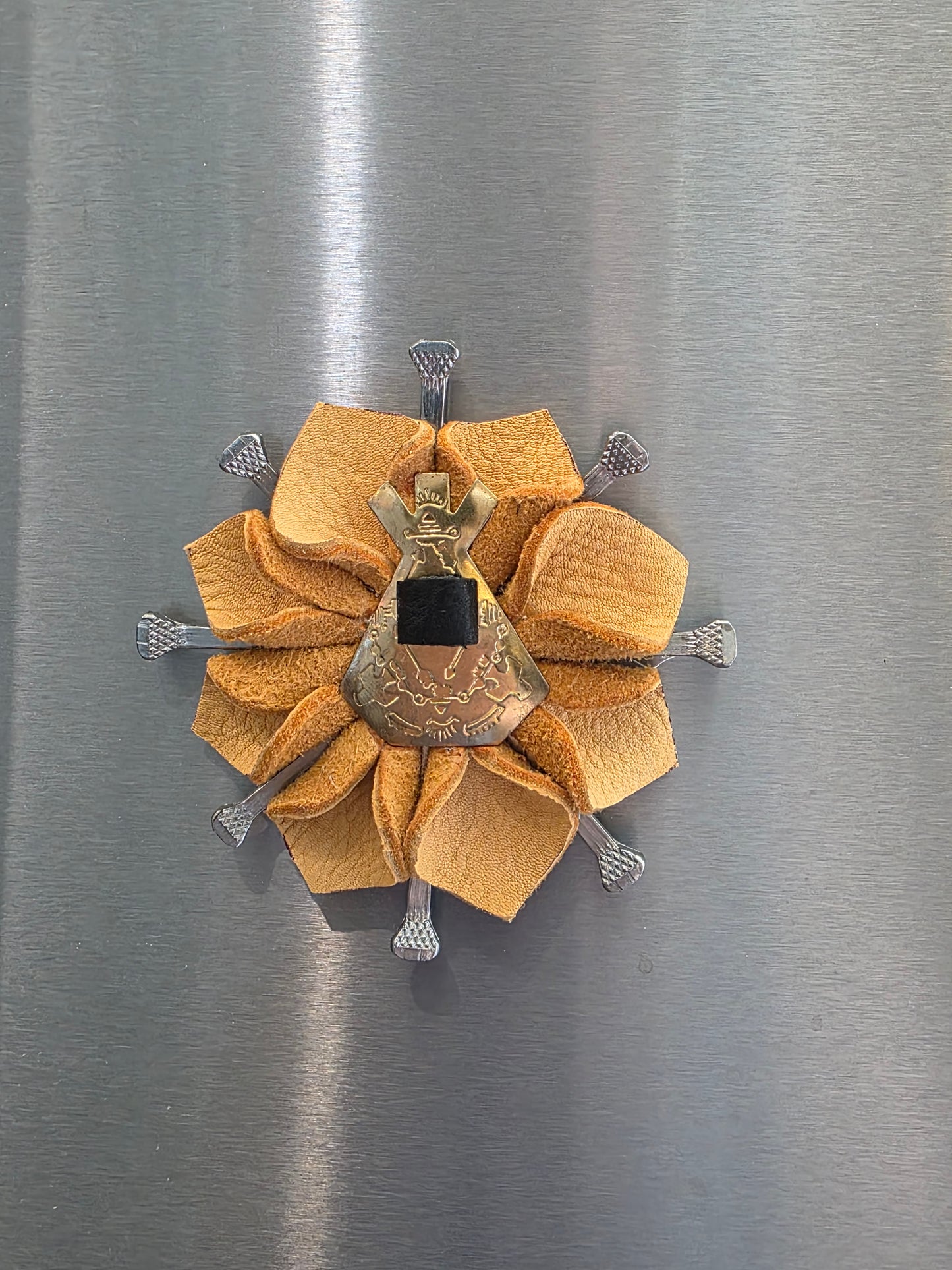 Leather Flower Magnet