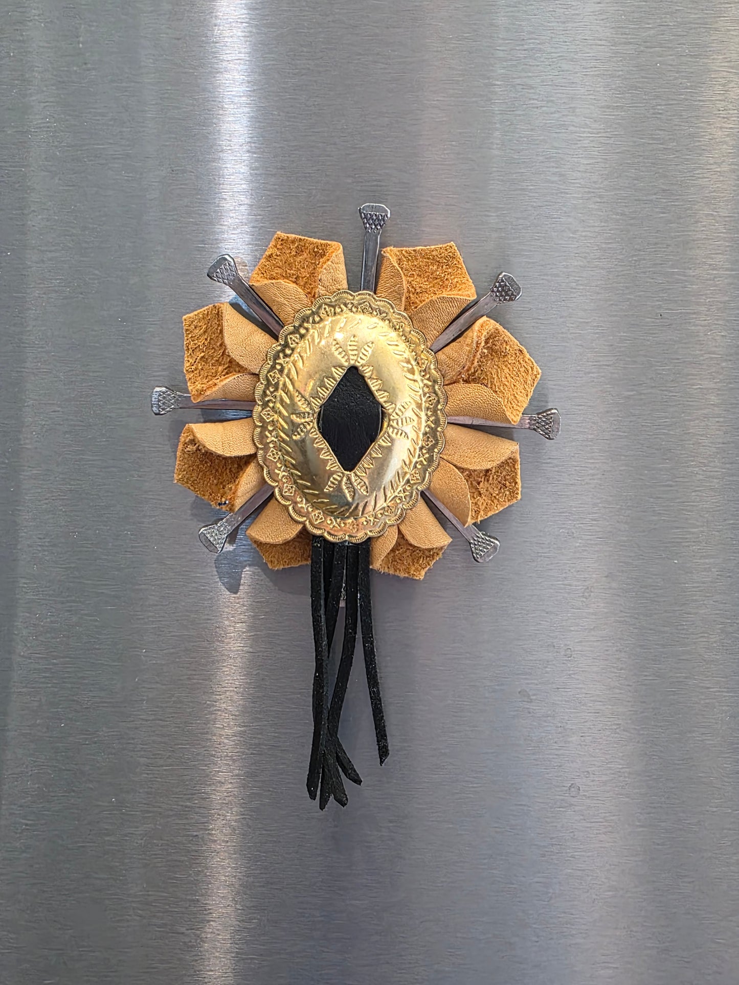 Leather Flower Magnet