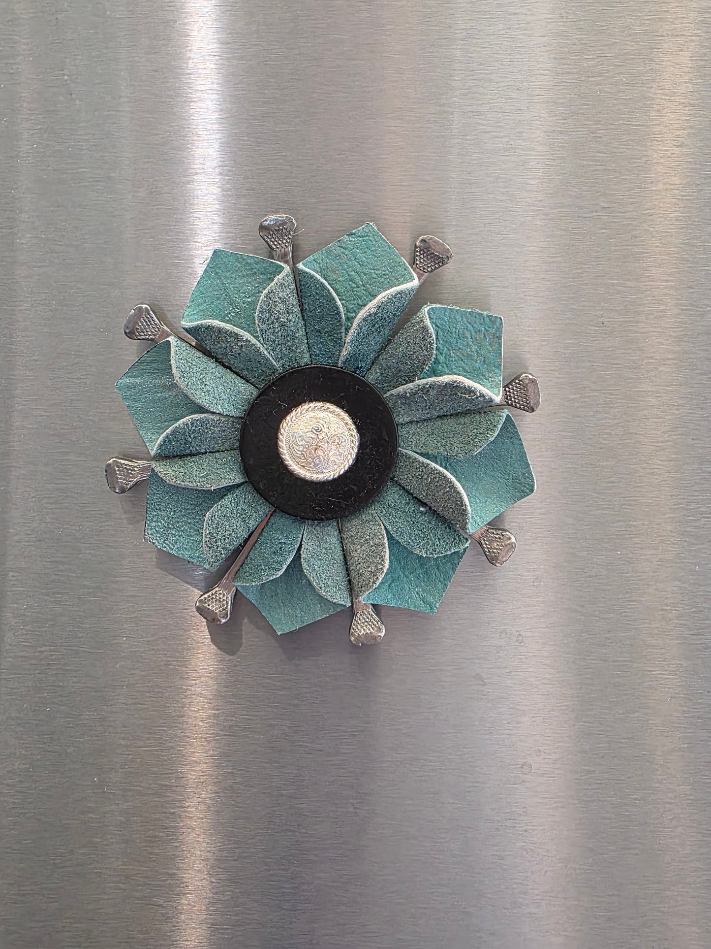 Leather Flower Magnet