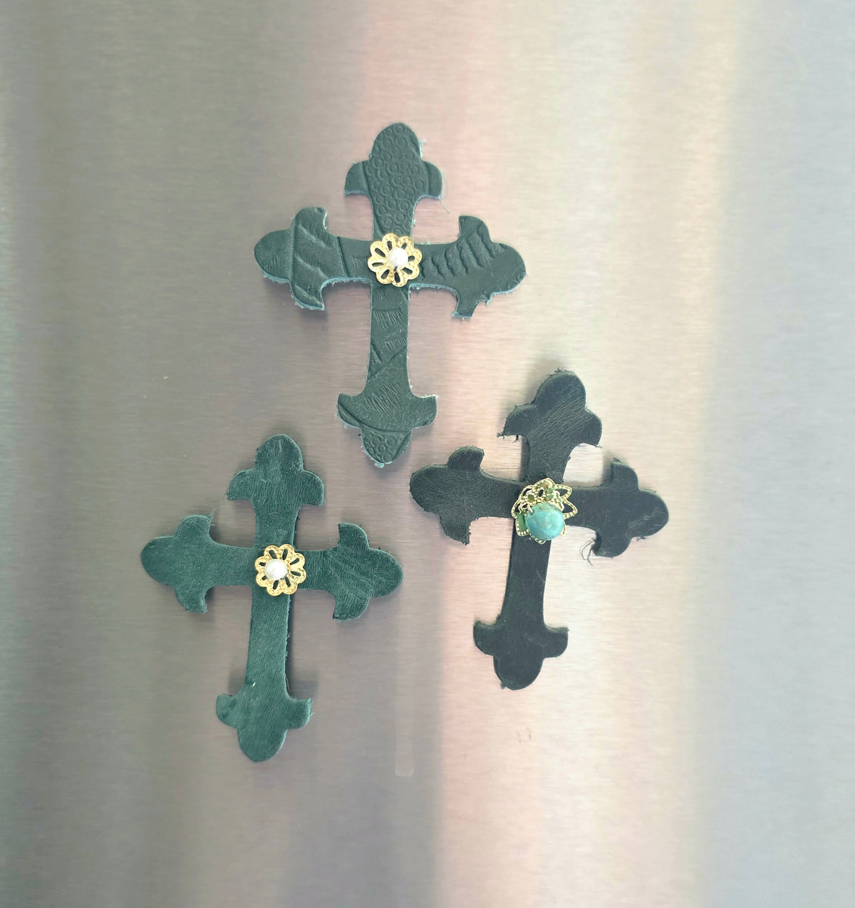 Small Leather Cross Magnet