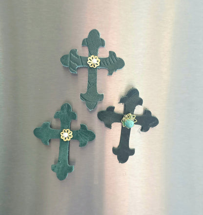 Small Leather Cross Magnet