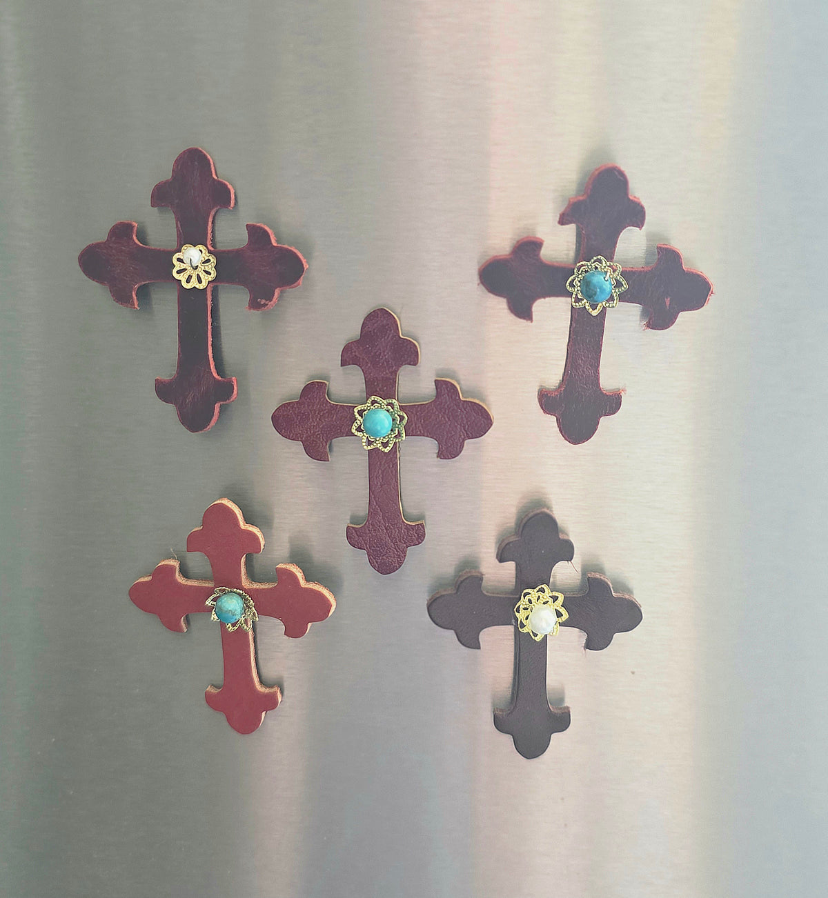 Small Leather Cross Magnet