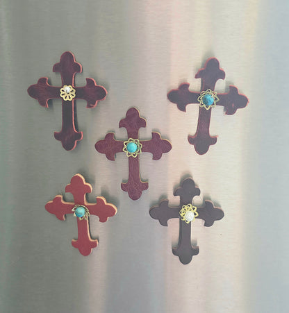 Small Leather Cross Magnet