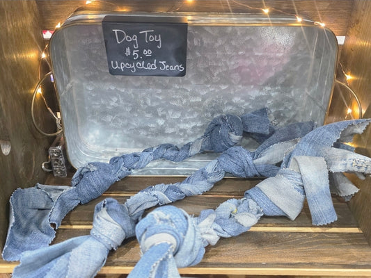 Braided Upcycled Denim Dog Toy - Durable Tug & Chew Toy