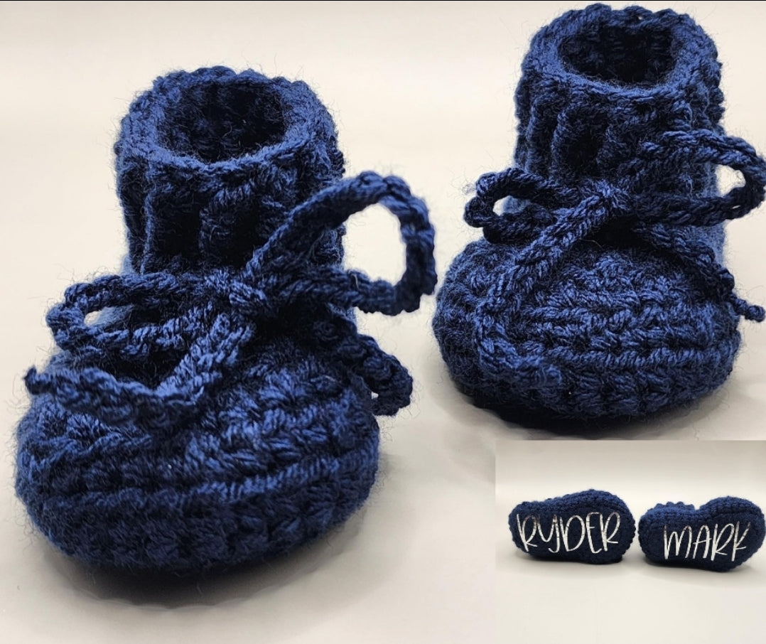 Baby Booties with Custom Lettering