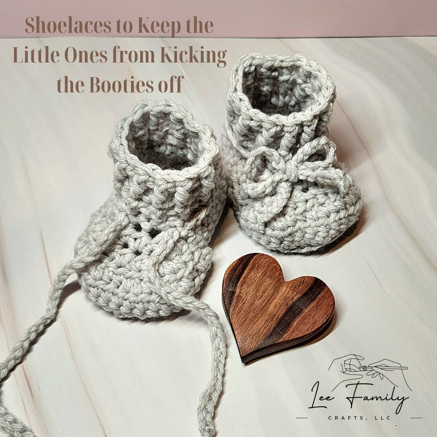 Crocheted Baby Booties | Personalized Sole, Custom Lettering