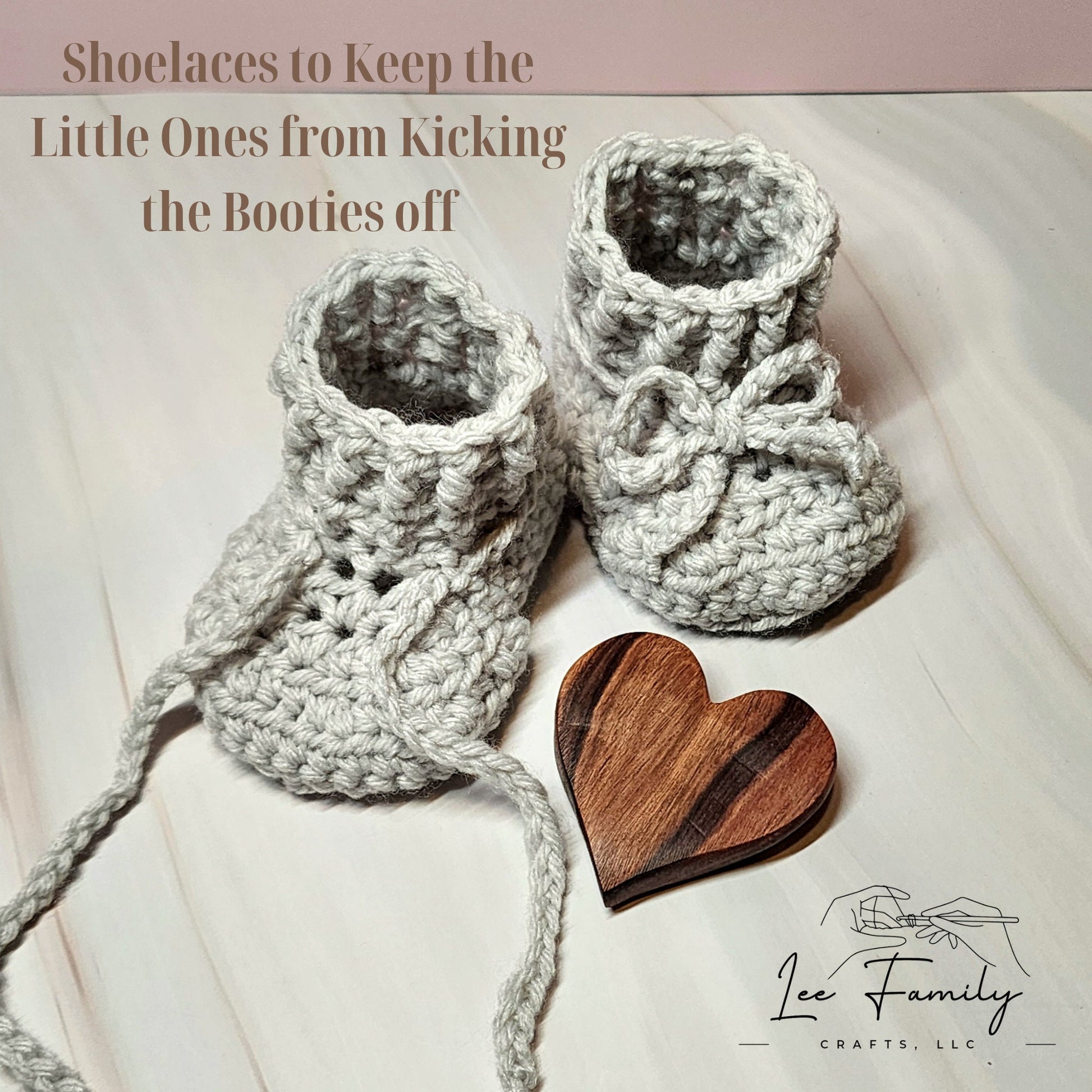 Crocheted Baby Booties | Personalized Sole, Custom Lettering