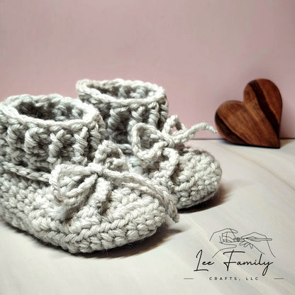 Crocheted Baby Booties | Personalized Sole, Custom Lettering