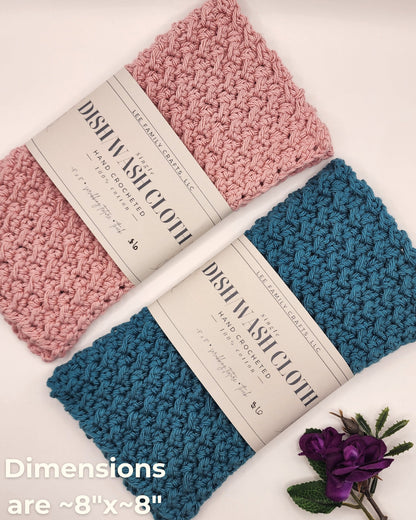 Hand Crocheted Cotton Dish Cloth: Kitchen Wash Cloth