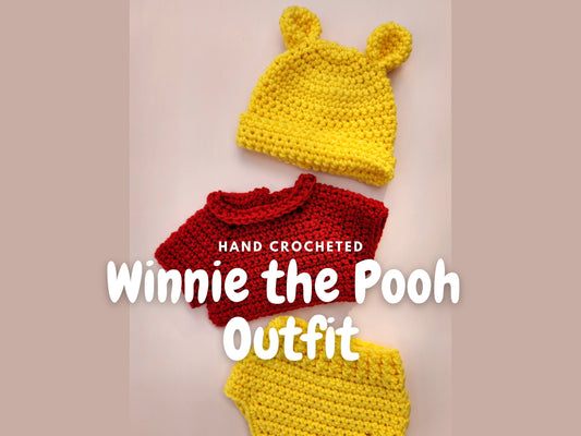 Hand-Crocheted Winnie the Pooh Inspired Baby Outfit: Newborn Photo Prop