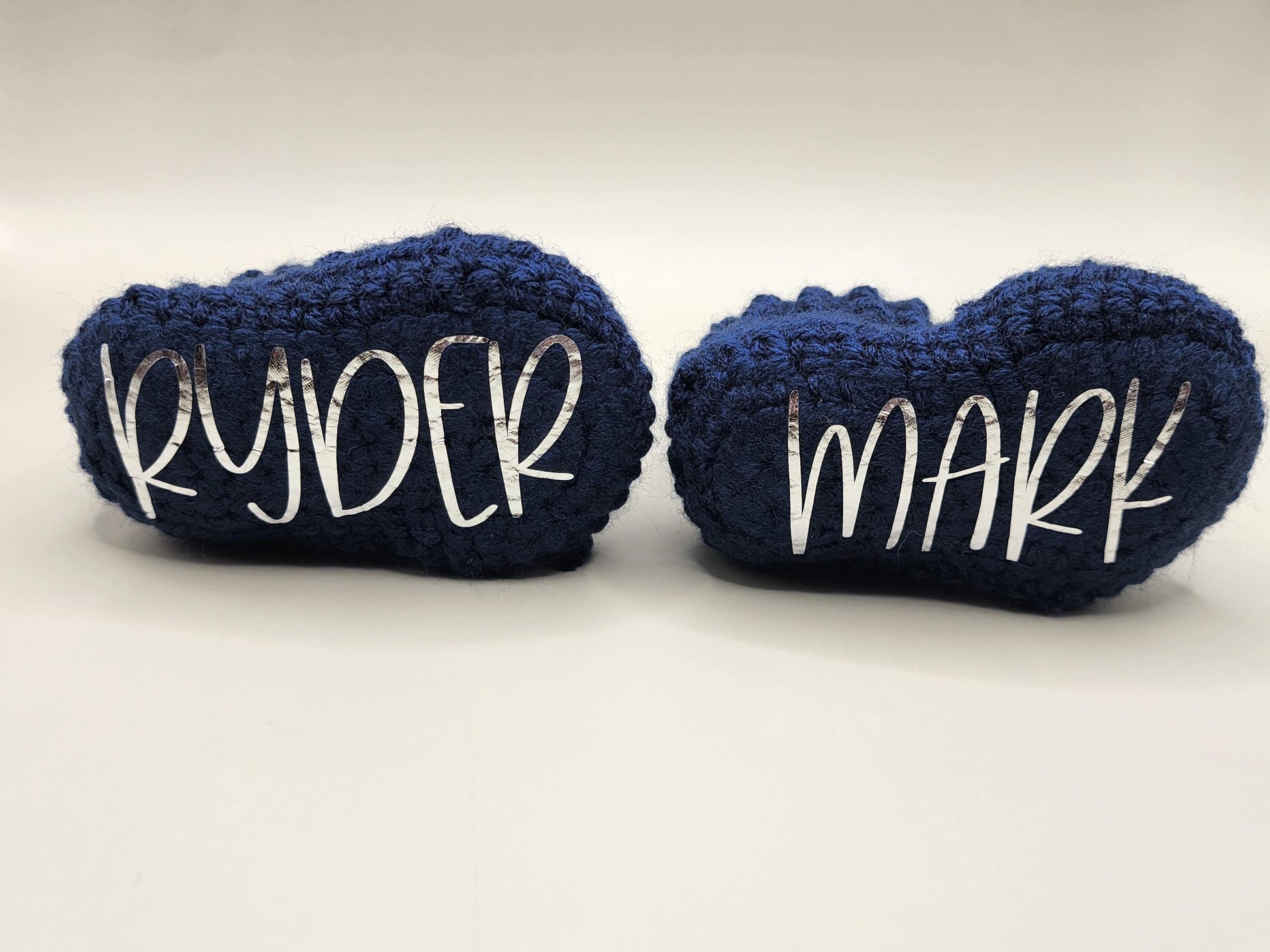 Crocheted Baby Booties | Personalized Sole, Custom Lettering