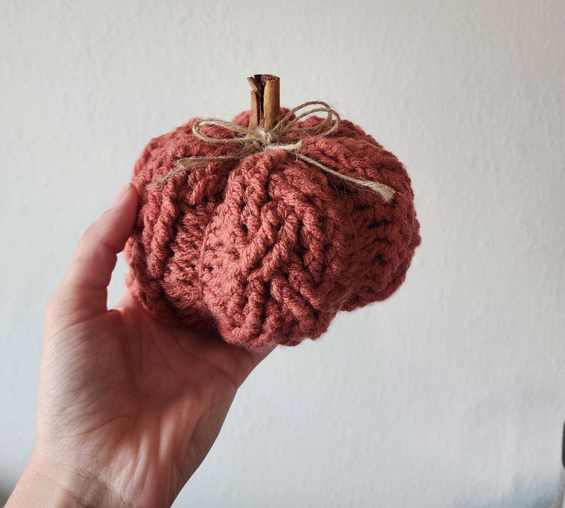Handmade Crochet Pumpkin Decor: Cinnamon Stick Stem, Fall Home Decor