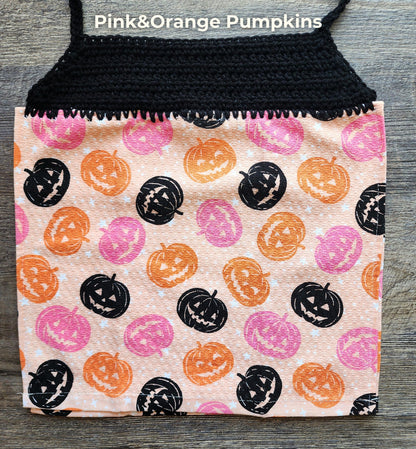 Crochet Hanging Dish Towel: Fall Halloween Pumpkins Kitchen