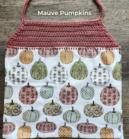Crochet Hanging Dish Towel: Fall Halloween Pumpkins Kitchen
