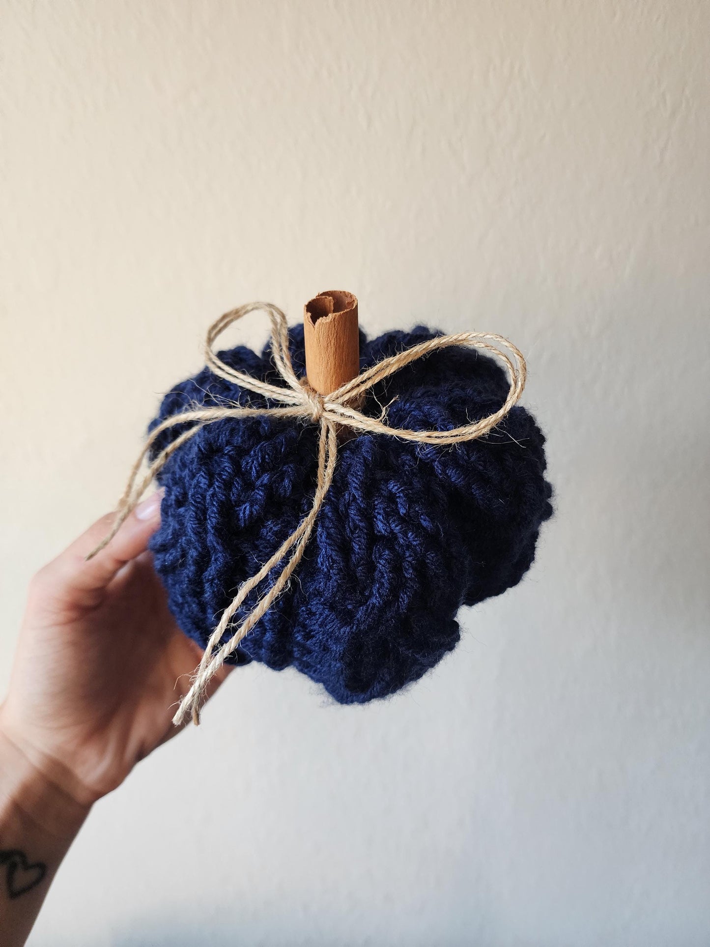 Handmade Crochet Pumpkin Decor: Cinnamon Stick Stem, Fall Home Decor