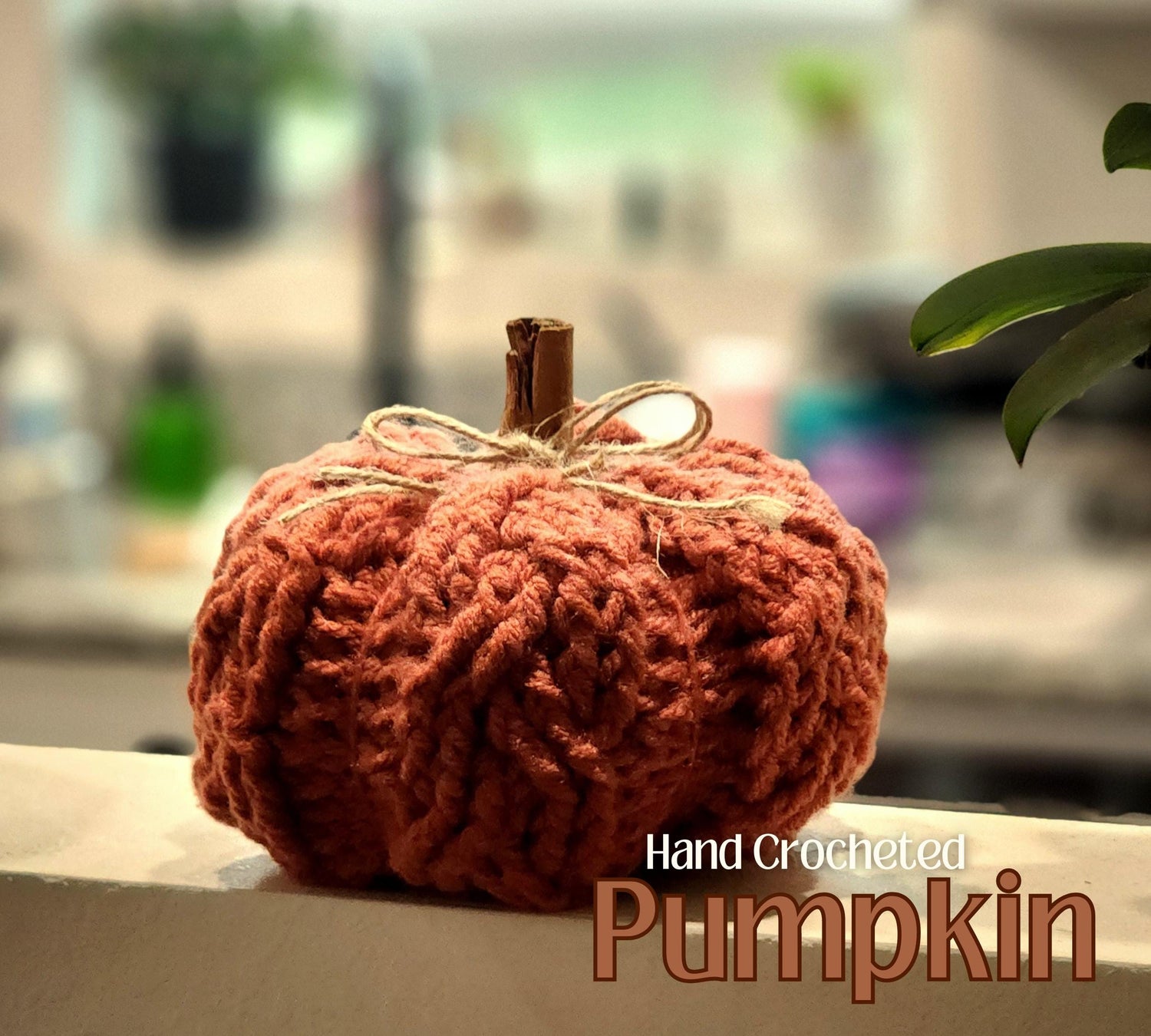 Handmade Crochet Pumpkin Decor: Cinnamon Stick Stem, Fall Home Decor