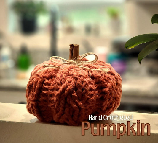 Handmade Crochet Pumpkin Decor: Cinnamon Stick Stem, Fall Home Decor