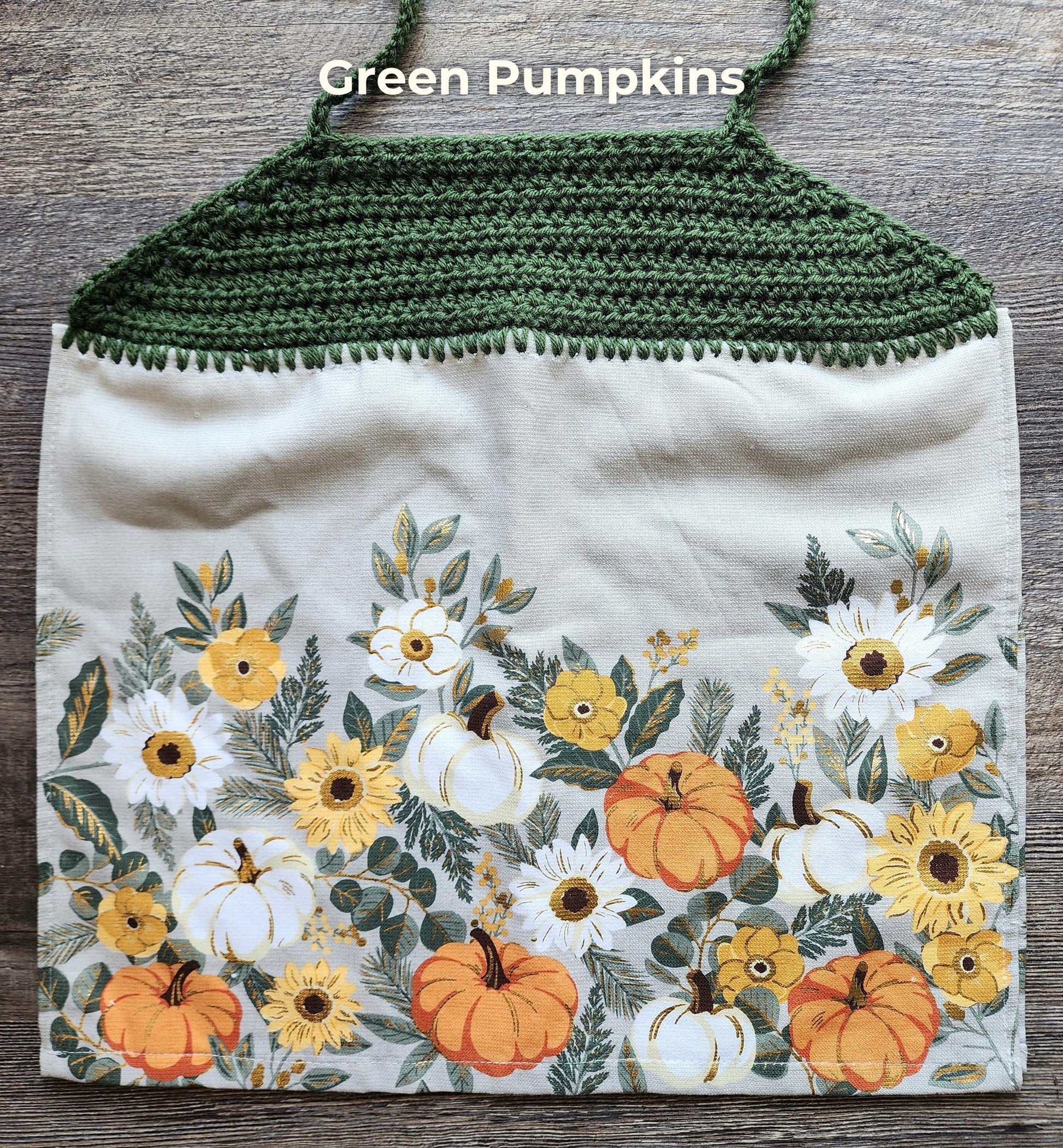 Crochet Hanging Dish Towel: Fall Halloween Pumpkins Kitchen
