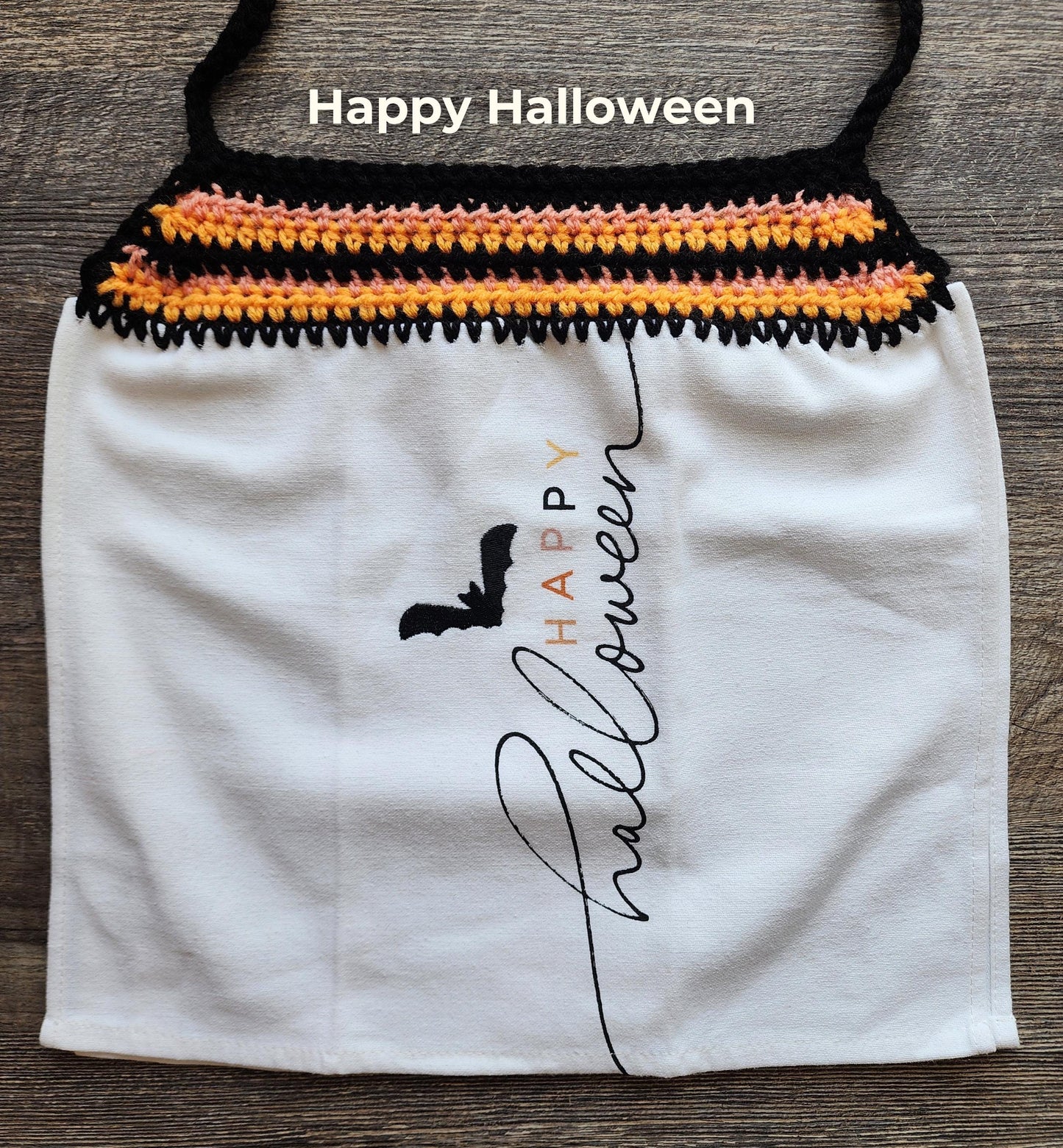 Crochet Hanging Dish Towel: Fall Halloween Pumpkins Kitchen