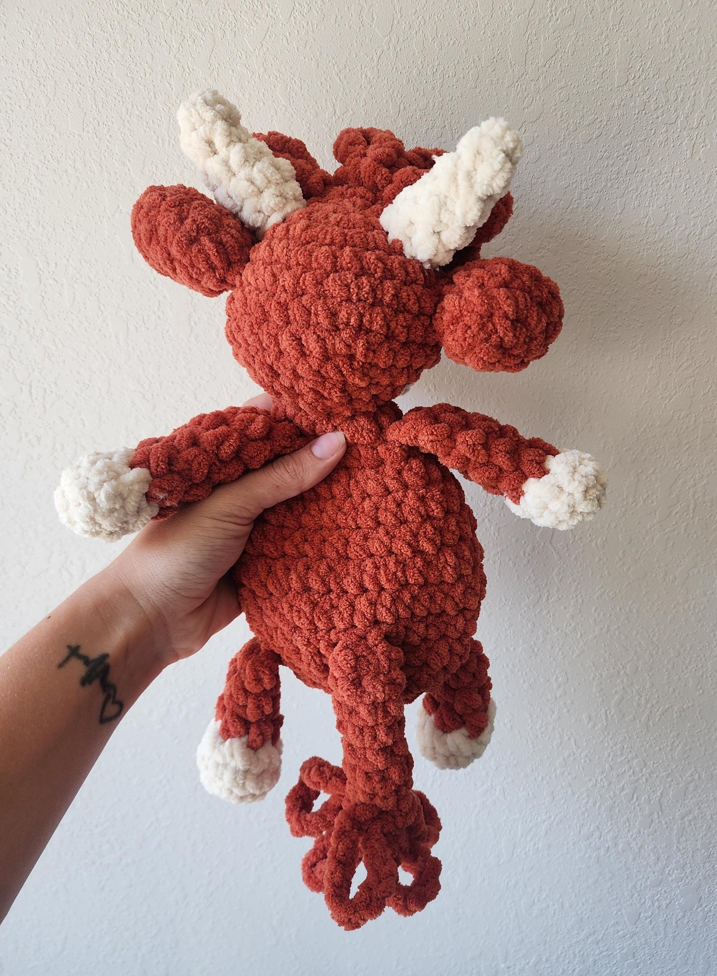 Crochet Highland Cow Snuggler: Chenille Stuffed Animal Lovey