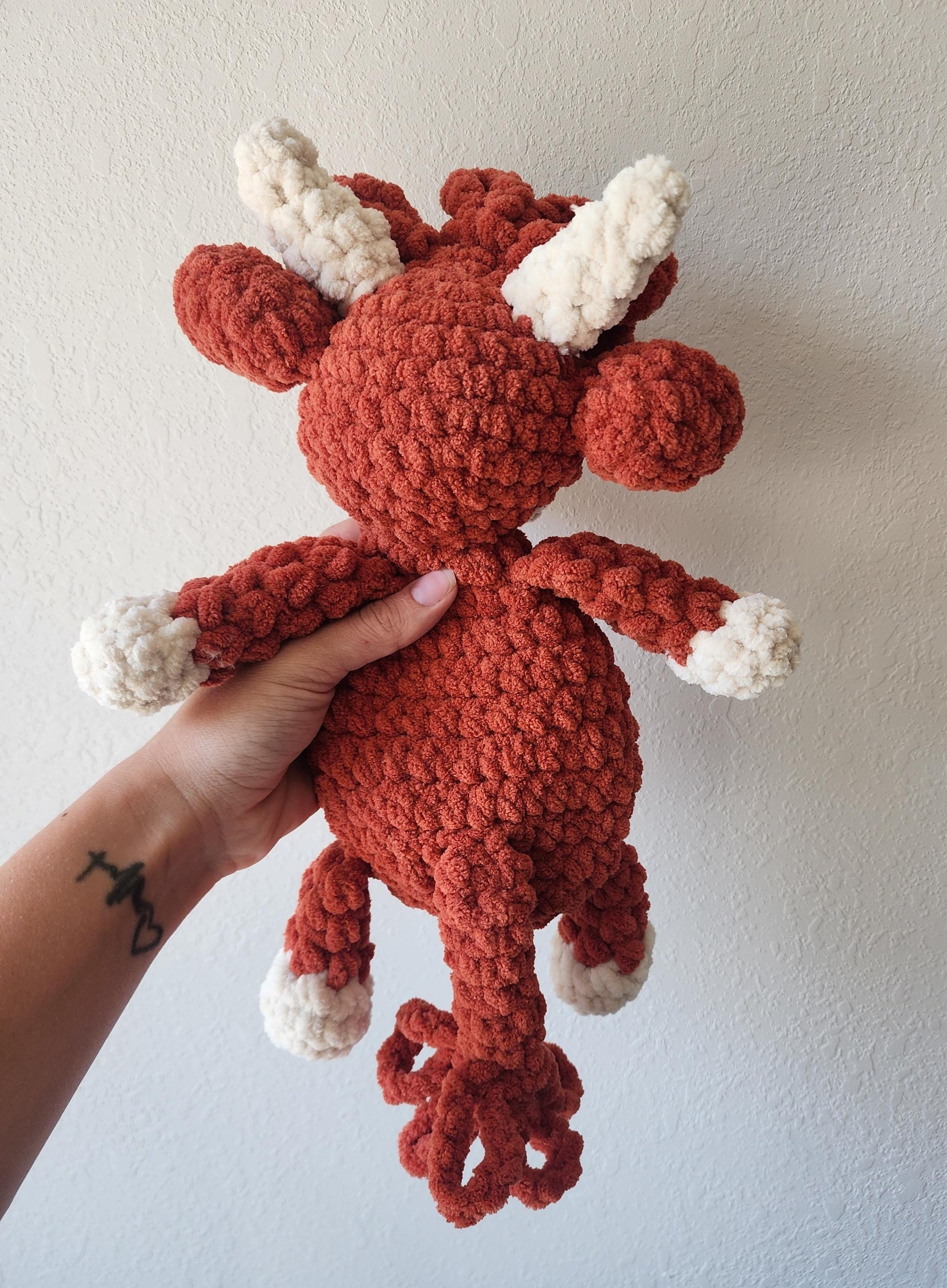 Crochet Highland Cow Snuggler: Chenille Stuffed Animal Lovey