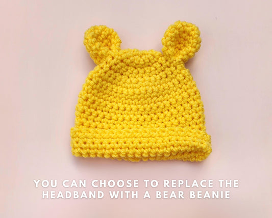 Hand Crocheted Winnie the Pooh Inspired Baby Outfit: Photo Prop