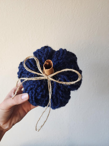 Handmade Crochet Pumpkin Decor: Cinnamon Stick Stem, Fall Home Decor