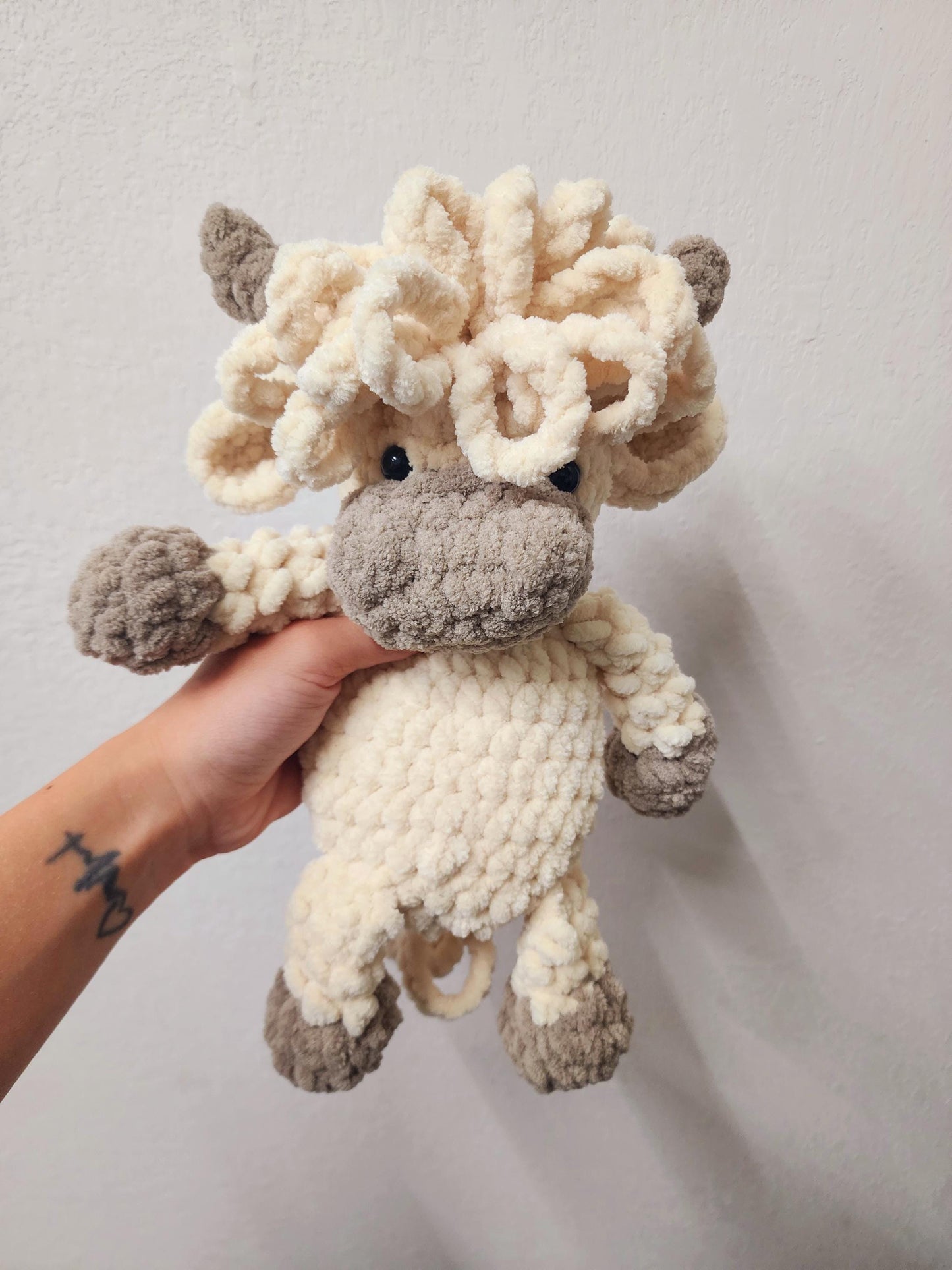 Crochet Highland Cow Snuggler: Chenille Stuffed Animal Lovey