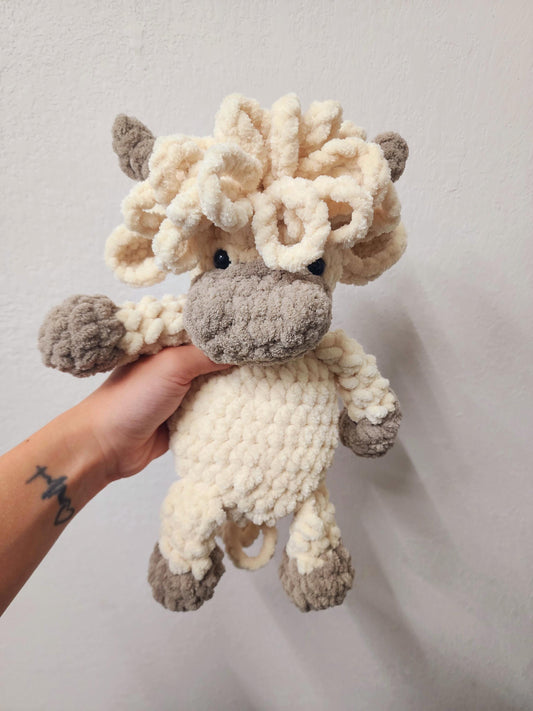 Crochet Highland Cow Snuggler: Chenille Stuffed Animal Lovey