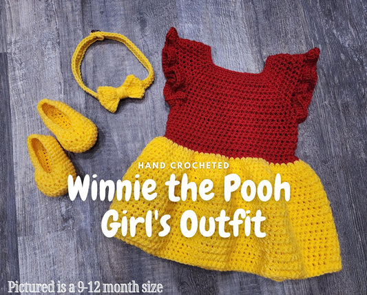 Hand Crocheted Winnie the Pooh Inspired Baby Outfit: Photo Prop