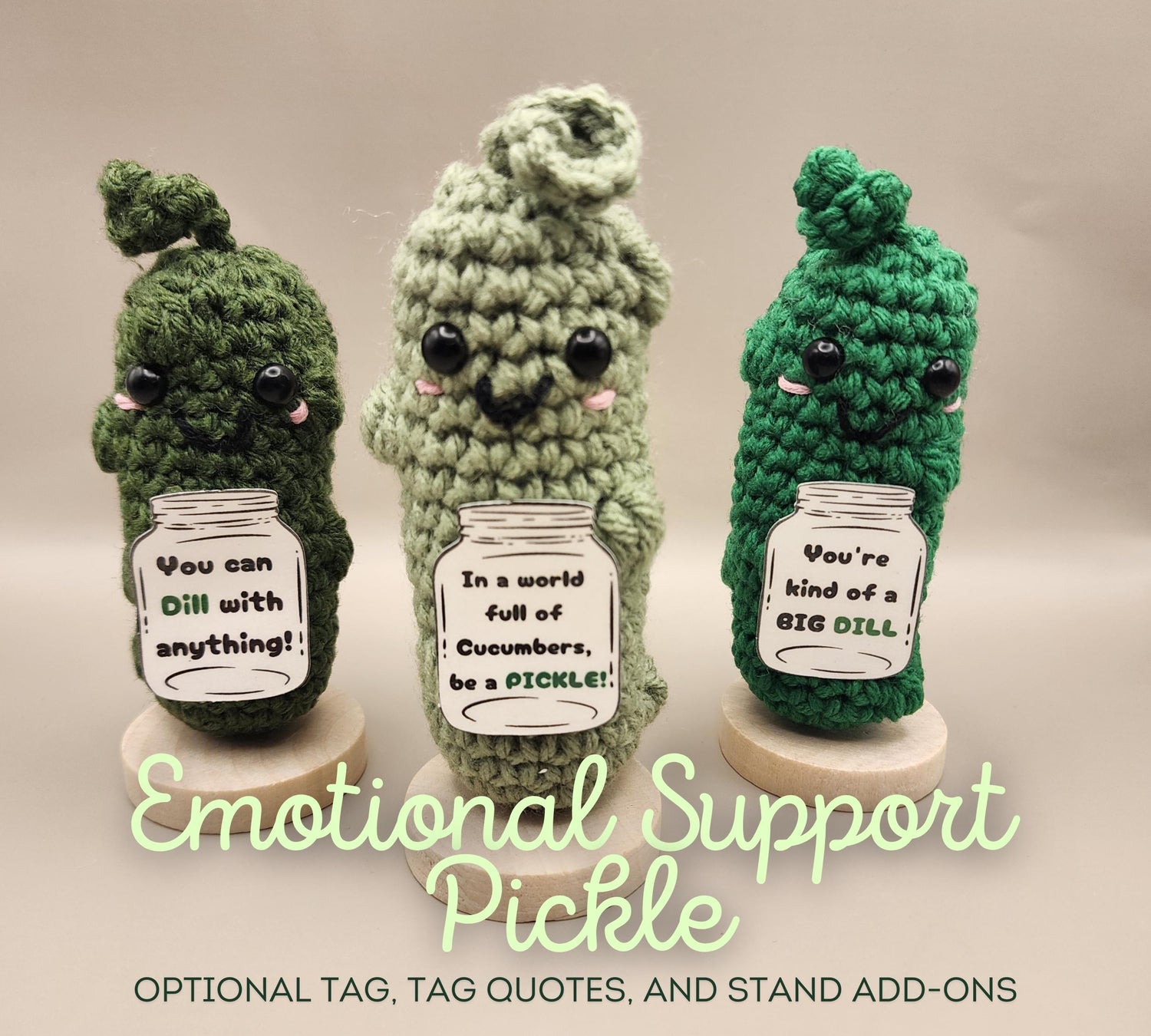 Crochet Emotional Support Pickle | Handmade Desk Decor