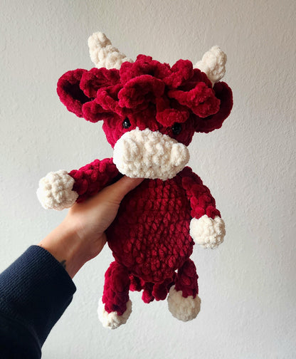 Crochet Highland Cow Snuggler: Chenille Stuffed Animal Lovey