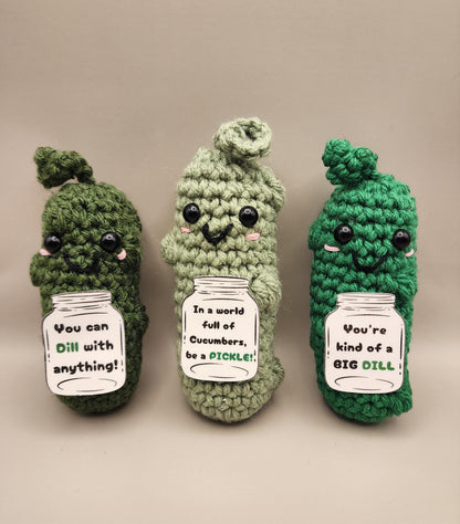 Crochet Emotional Support Pickle | Handmade Desk Decor