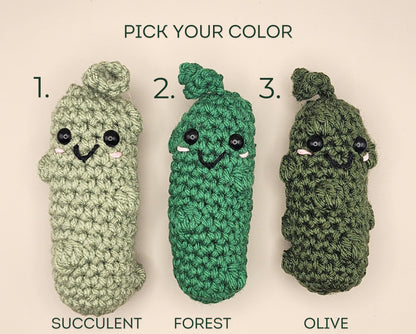Crochet Emotional Support Pickle | Handmade Desk Decor