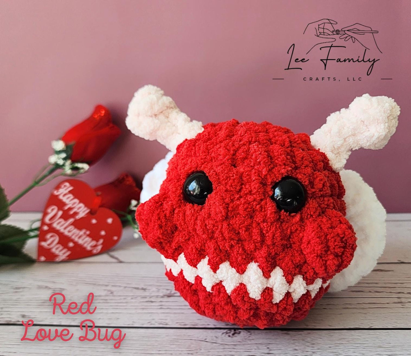 A Red Love Bug. Valentine's Day Amigurumi.