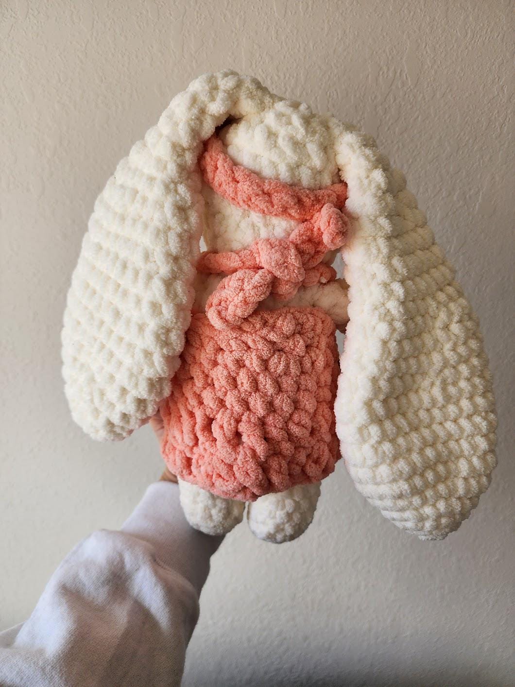 Showing the backside of the stuffed bunnies.
