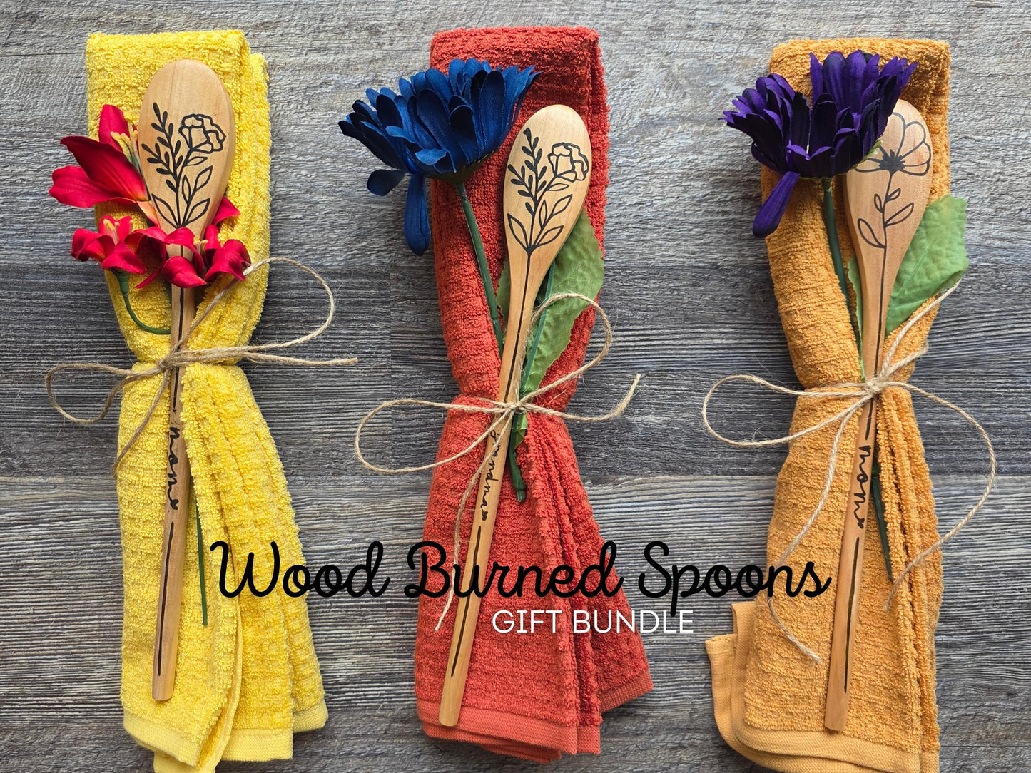 Floral Wood Burned Spoon: Personalized Kitchen Utensil